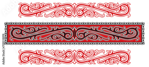 TRADITIONAL ORNAMENT OF BATAKNESE, TRADITIONAL FABRIC CALLED ULOS, PATTERN, BACKGROUND, NORTH OF SUMATERA photo