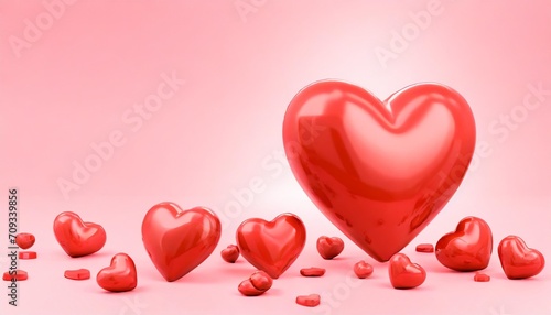 valentine concept set 3d red heart object on pink background for graphic decorate 3d render illustation with object clipping path