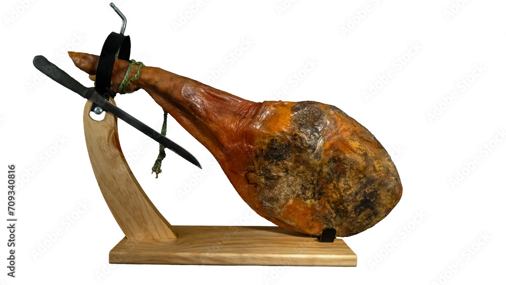 Serrano ham leg in its ham holder. 2