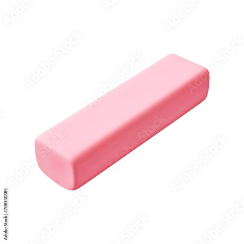 Pink_rubber_eraser isolated on transparent and white background