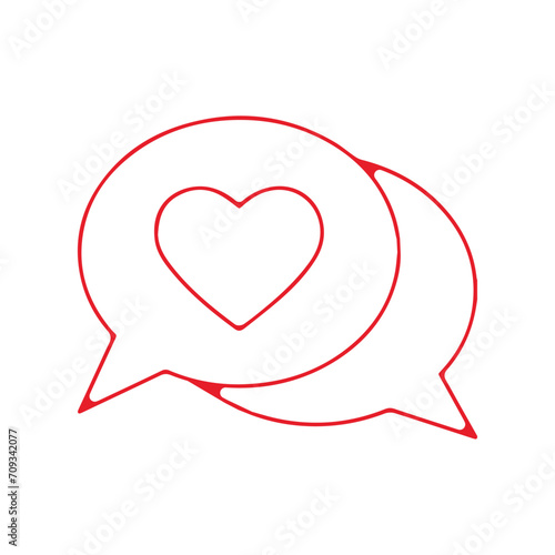 Pictogramme icone et symbole saint valentin amour love coeur conversation chat rouge