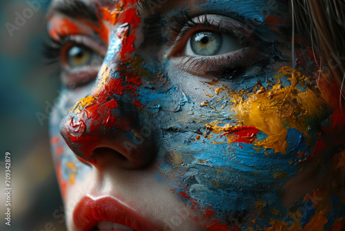 Colorful paint lippainting for womans face. Colorful paint lippainting for womans face