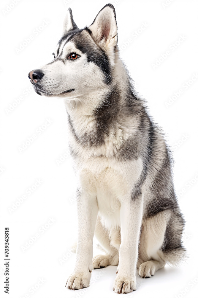 Siberian Husky dog isolated on white background