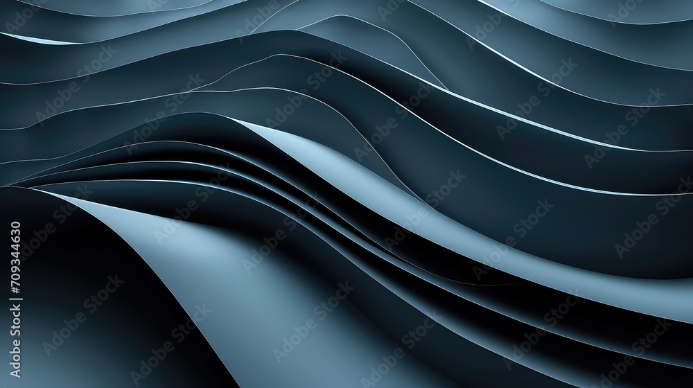 Floating silver, blue, graphite, waves abstract background for futuristic and modern creative applications - obrazy, fototapety, plakaty 