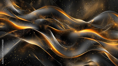 Abstract glowing lines background. Golden line structure wavy shape. rhythm of sound wave, flame, fire wave, technology and wave concept