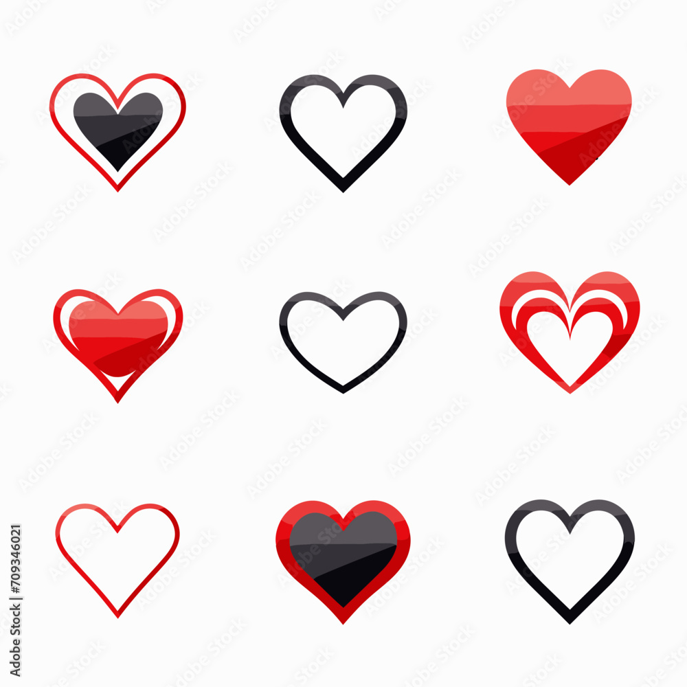 free vector heart collection set