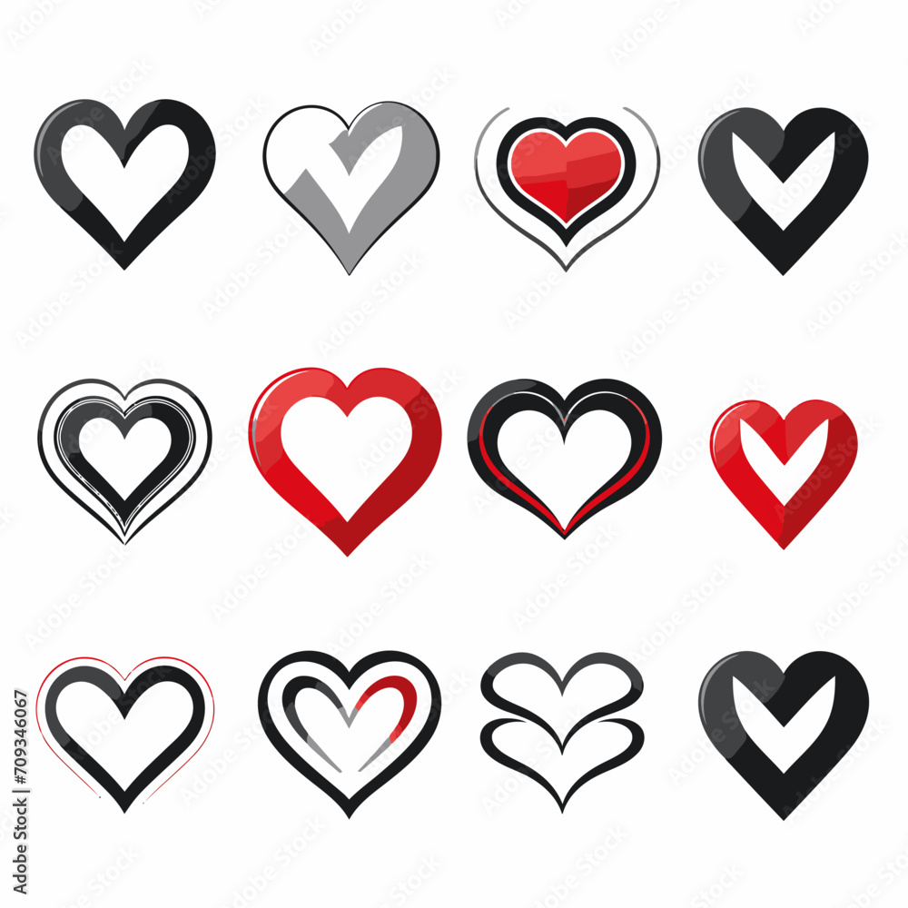 free vector heart collection set