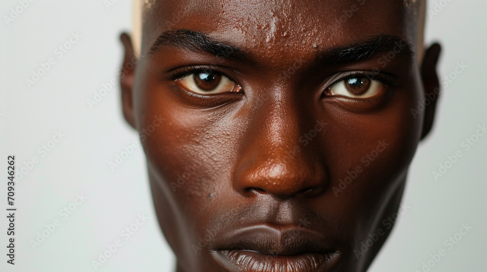 Fototapeta premium Close up portrait of male model. 