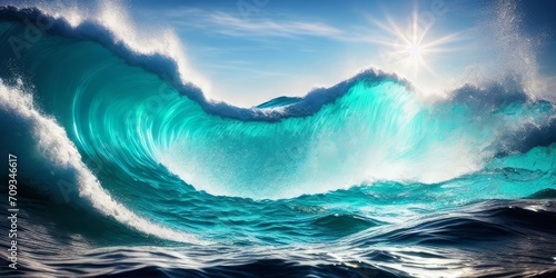 Beautiful blue water with waves. 