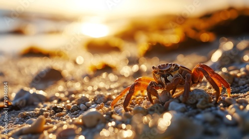 Generative AI image of a crab on the beach © Eitan Baron