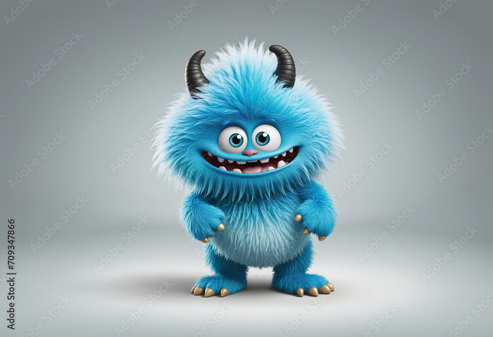 Adorable 3D cartoon character with blue fur Adorable 3D cartoon character with blue fur