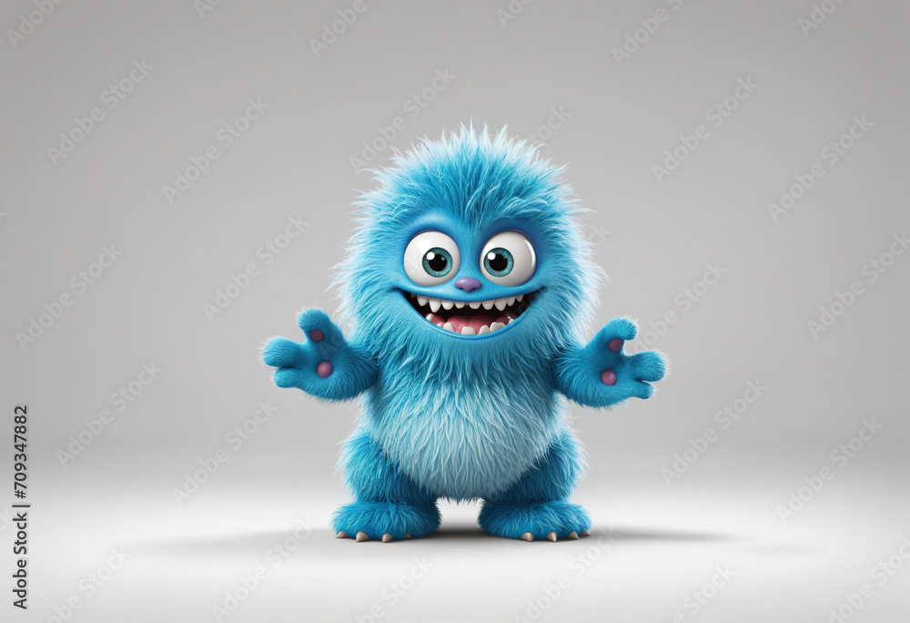 Adorable 3D cartoon character with blue fur Adorable 3D cartoon character with blue fur
