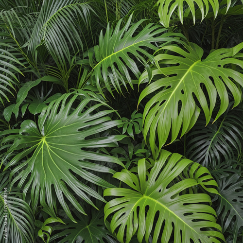 Tropical Jungle Foliage Arrangement with Monstera and Palm Leaves
