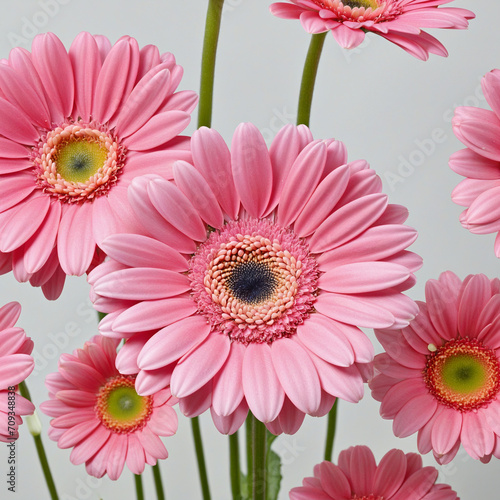 Pink Gerbera Daisy on White Background