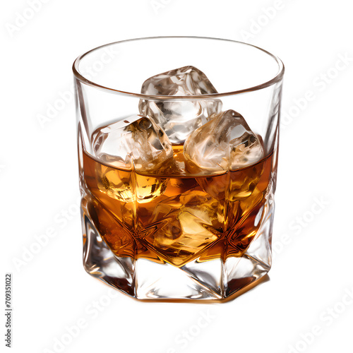 png of crystal tumbler with whiskey on the rocks