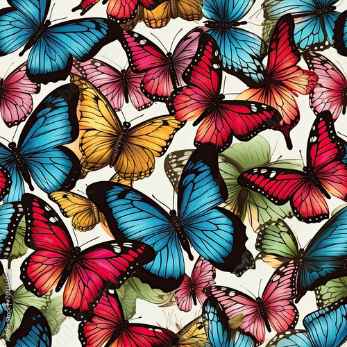 Colorful Butterfly Overload on White Background - Natural Pattern