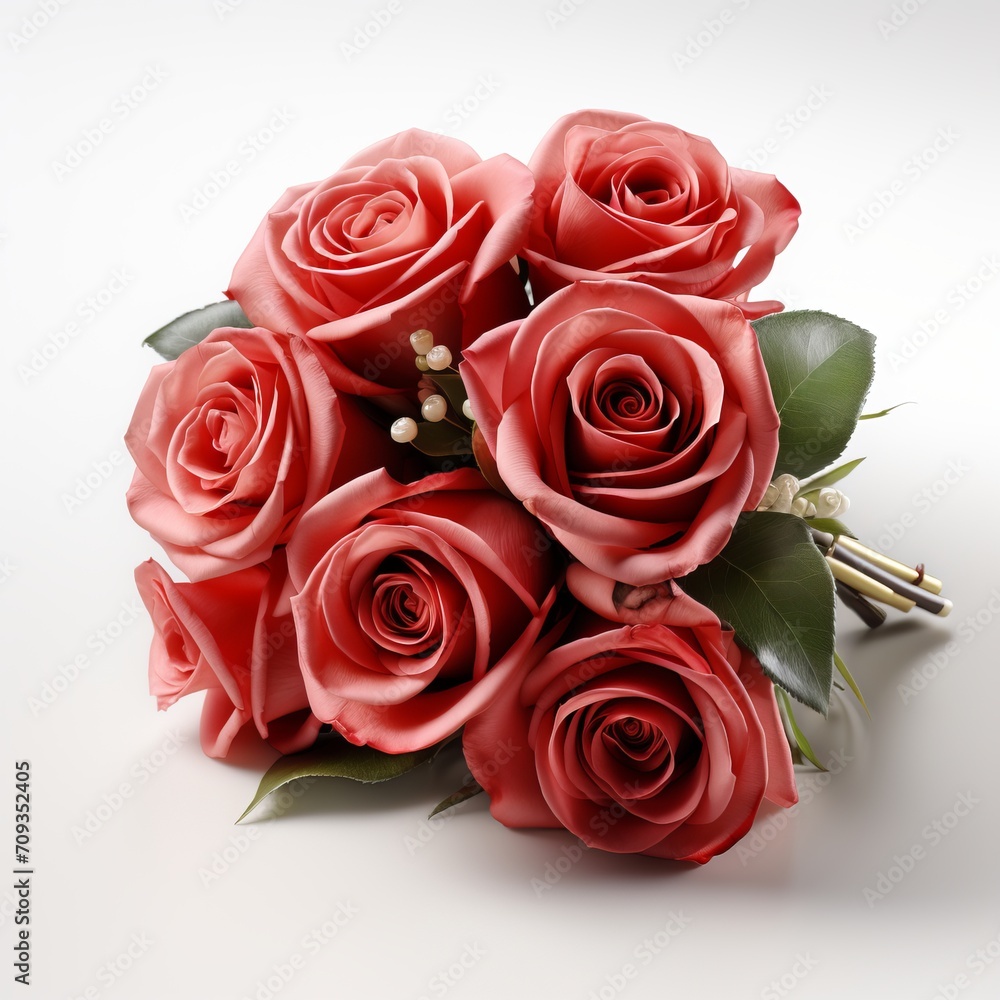 Obraz premium Elegant bouquet of red roses isolated on a white background