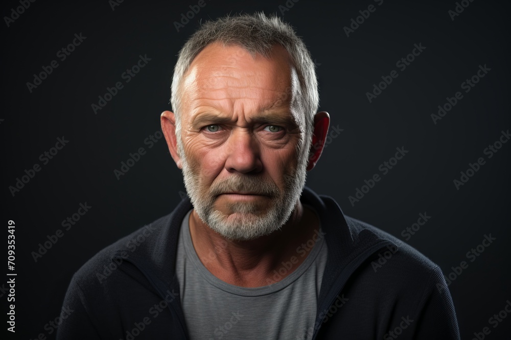 Portrait of a senior man with a serious expression on his face. Portrait of a senior man with a serious expression on his face.