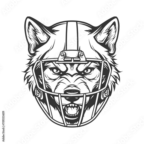 Wolf Illustration Clip Art Design Shape. Football Silhouette Icon Vector.