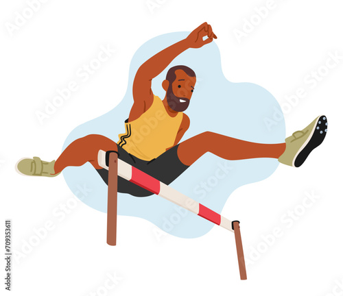 An Obstacle Jump Athlete Male Character Is A Skilled And Agile Competitor, Showcasing Exceptional Athleticism