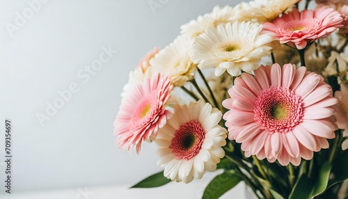beautiful picture for template in minimal style white and gold and light pink colours with pink flowers for the occasion of the international mother s day on a white background generativeimage