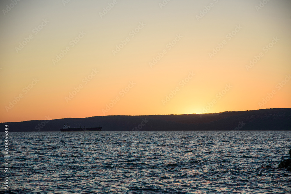 landscape at sunset from the seashore