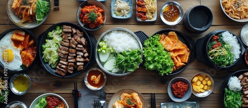 Korean picnic lunch with kimbab photo