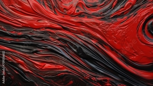 Abstract black and red acrylic painted fluted 3d painting texture luxury background banner on canvas - red and black waves swirls. Decor concept. Wallpaper concept. Art concept. 3d concept.