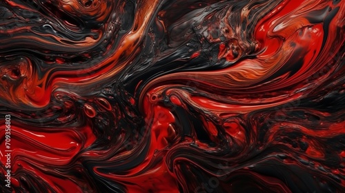Abstract black and red acrylic painted fluted 3d painting texture luxury background banner on canvas - red and black waves swirls. Decor concept. Wallpaper concept. Art concept. 3d concept. © IC Production