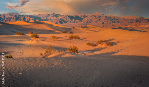 Stunning Sunset Colors on the Dunes  Mesquite Flat Sand Dunes  Death Valley National Park  California