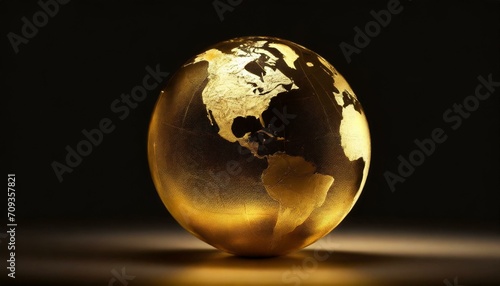 golden earth ball in front of universe  black background