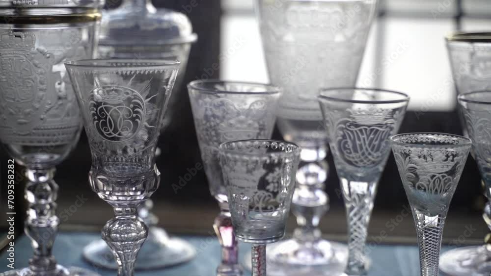 Empty glasses and shot glasses. Close-up. Empty glasses and shot glasses. Close-up.