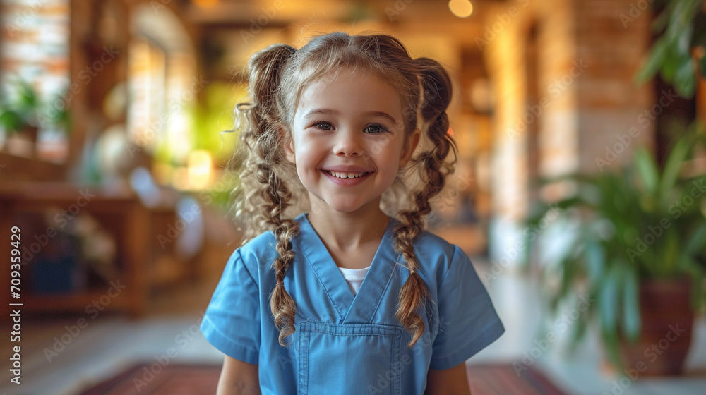 beautiful little girl in hospital corridor beautiful little girl in hospital corridor