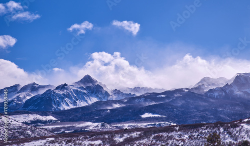 Colorado, Dallas Divide, Mt .Snuffles
snow covered mountains in winter high winds 