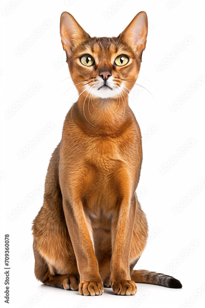 Abyssinian cat isolated on white background