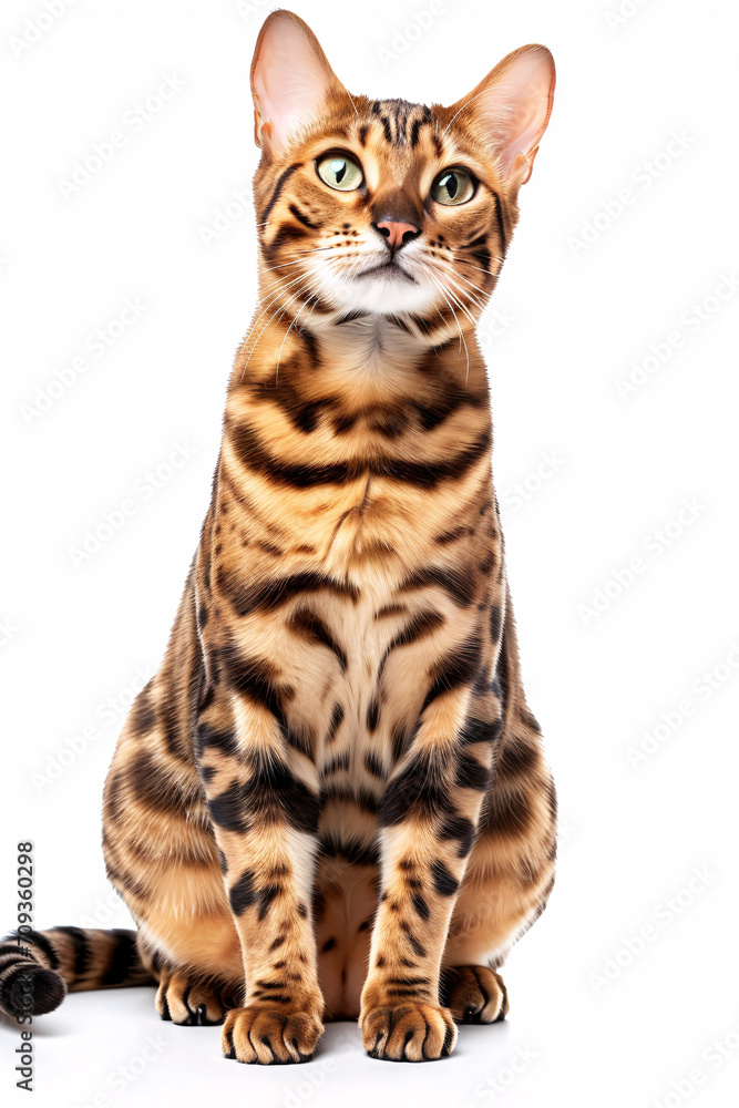 Bengal cat isolated on white background