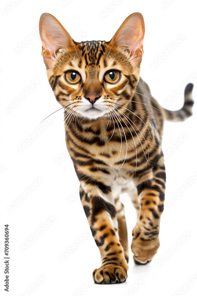 Bengal cat isolated on white background