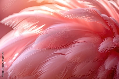 Ultra close-up of pink flamingo feathers, fine texture, soft pink shades, subtle lighting