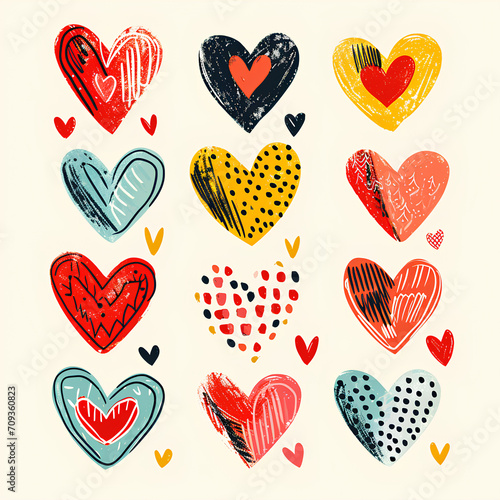 Set of hand drawn hearts. Vector illustration. Design elements for Valentine's Day.
