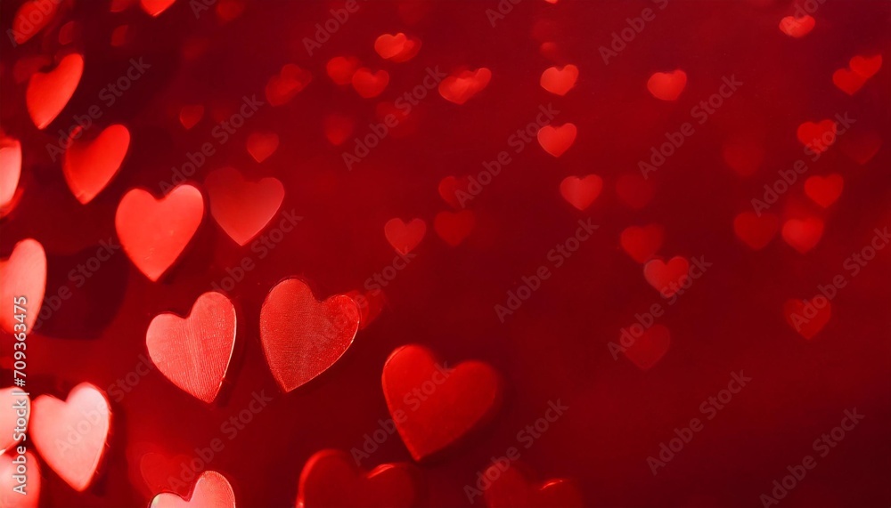 valentines day background banner abstract panorama background with red hearts concept love