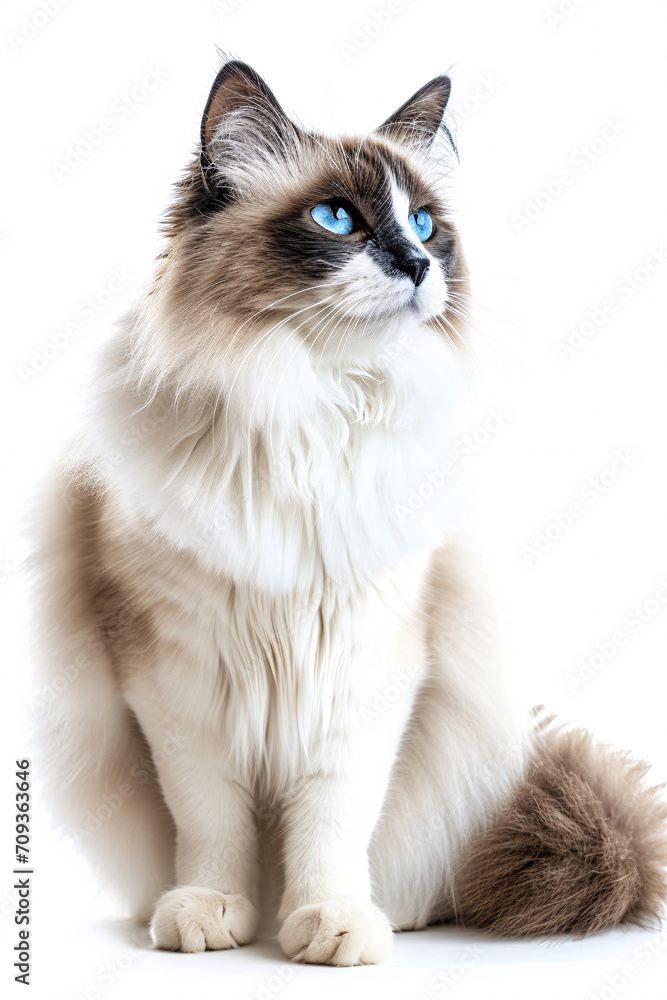 Ragdoll cat isolated on white background