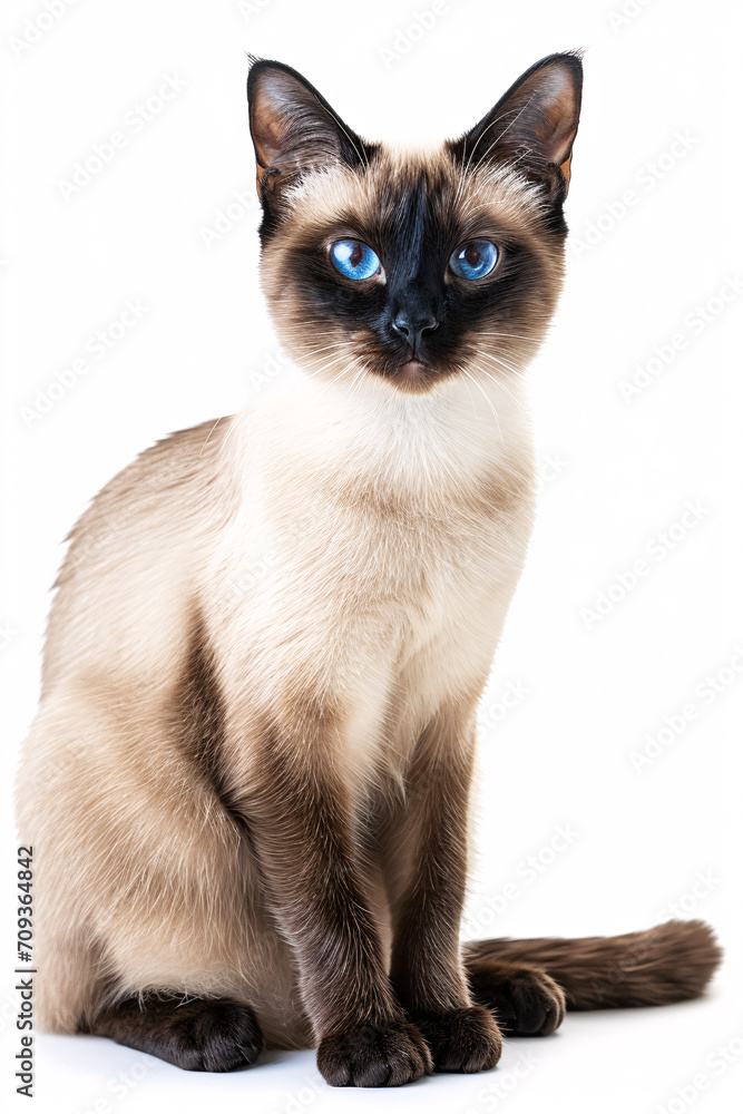 Siamese cat isolated on white background	