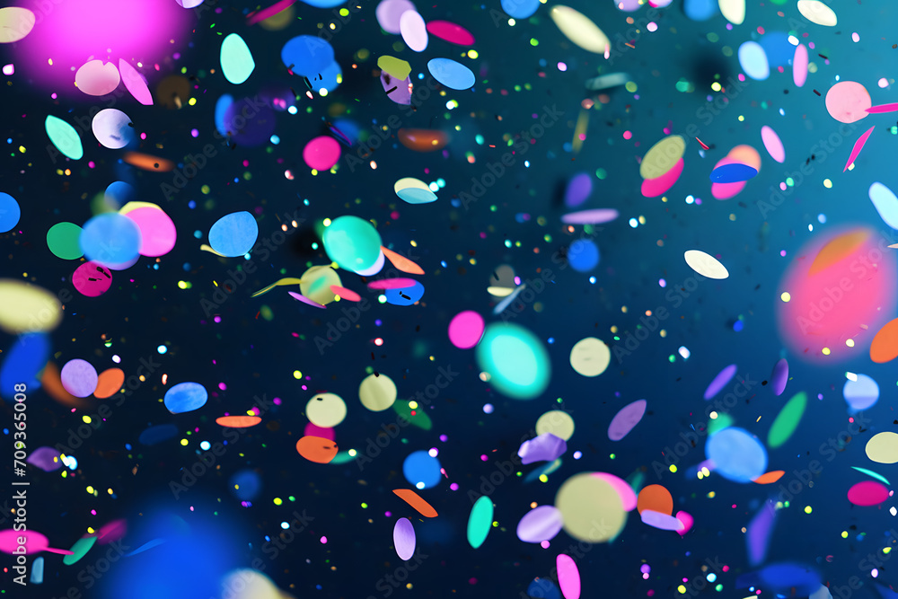 Konfettifest: Ein lebhaftes Bild zeigt eine fröhliche Vielfalt von Konfetti in unterschiedlichen Farben und Formen, eine lebendige Darstellung festlicher Freude und Feierlaune