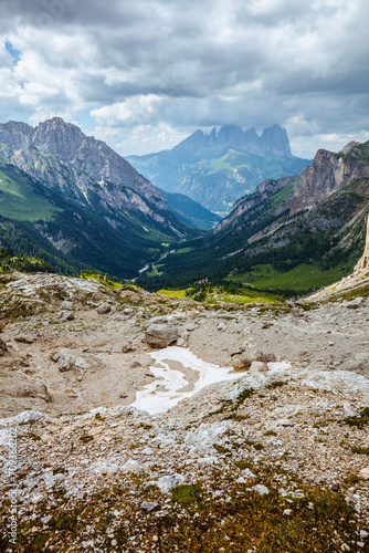 landscape with mountains, clouds and rocks