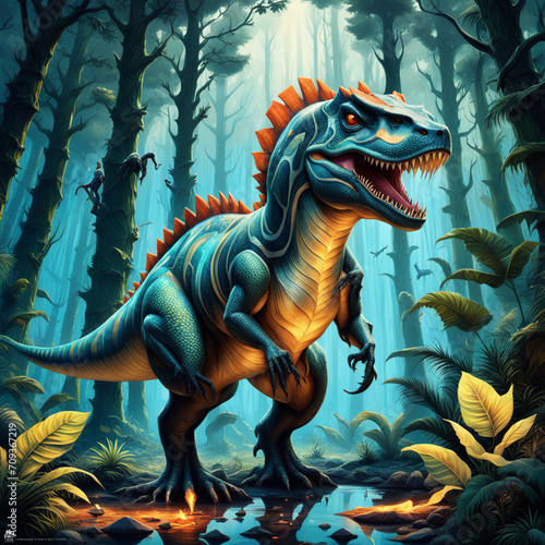 tyrannosaurus rex dinosaur cartoon illustration © Finn