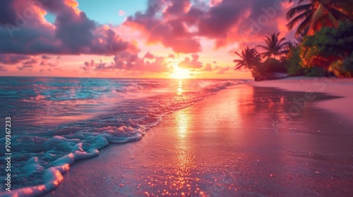 Tropical Beach Sunset Background