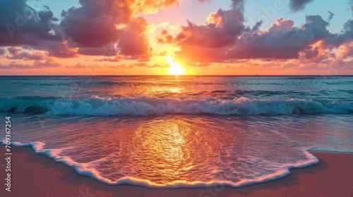 Tropical Beach Sunset Background