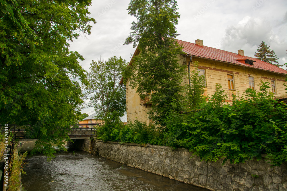 Stream in Poprad in the city in Slovakia Stream in Poprad in the city in Slovakia