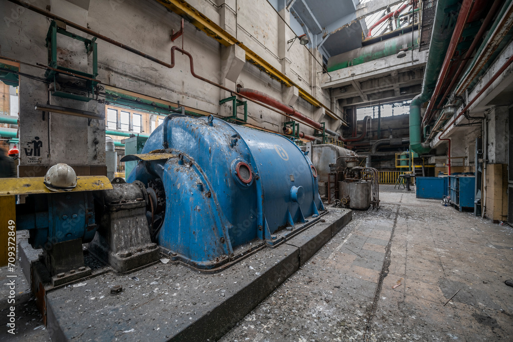 Old Abandoned Historic Industrial Power Plant in Silesia, Poland, Europe