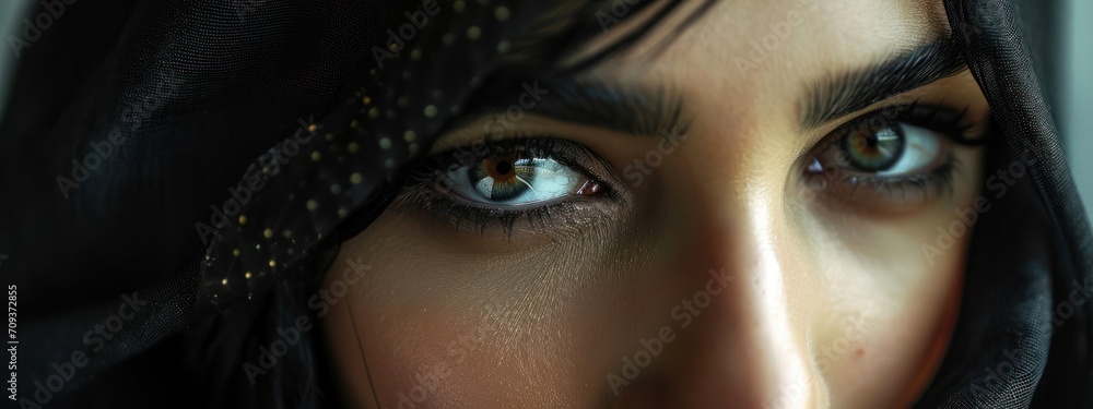 Arabic Female Crying Good Looking Setting With Copy Space Generative AI Arabic Female Crying Good Looking Setting With Copy Space Generative AI